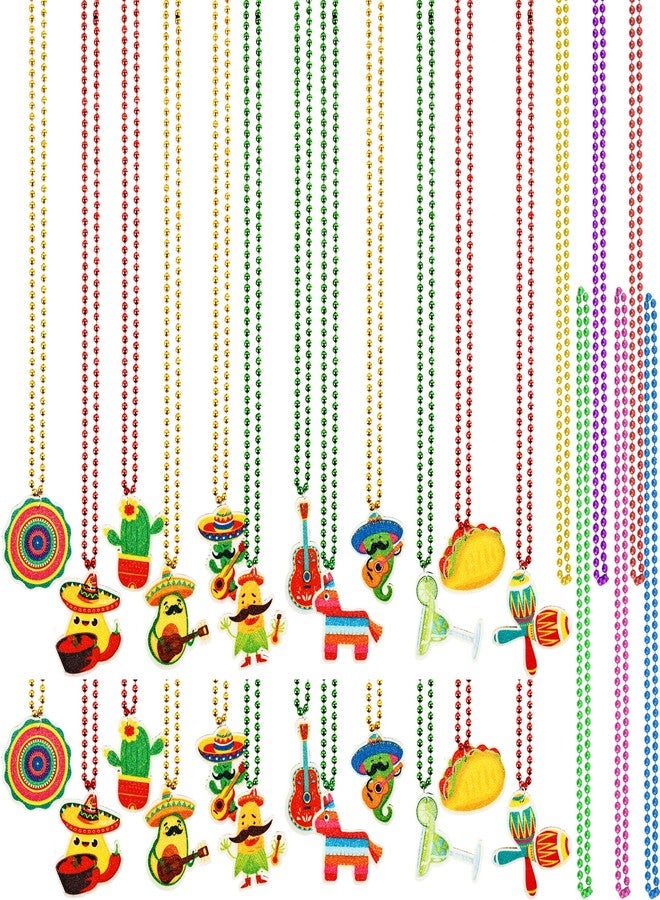 Fahacop 30 Pcs Fiesta Party Necklaces Mexican Beaded Necklaces Bulk for Mexican Fiesta Bachelorette Theme Party Decorations - Image 1