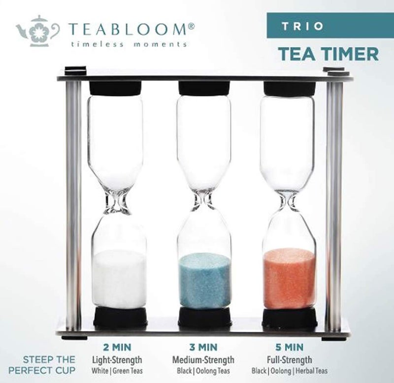 Teabloom Trio Tea Timer - 2 Minutes for Light-Strength White/Green Teas, 3 Minutes for Medium-Strength Black/Oolong Teas, and 5 Minutes for Full-Strength Black/Oolong/Herbal Teas - Image 2