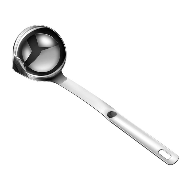 304 Stainless Steel Oil Filter Ladle Heavy-Duty Durable Soup Ladle - Effective Oil Separation Kitchen Tool for Home Kitchen Healthy Meal Prep - Image 1