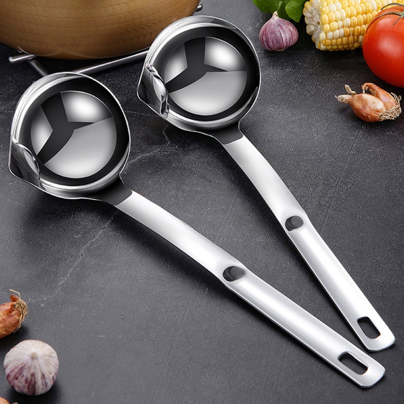 304 Stainless Steel Oil Filter Ladle Heavy-Duty Durable Soup Ladle - Effective Oil Separation Kitchen Tool for Home Kitchen Healthy Meal Prep - Image 3
