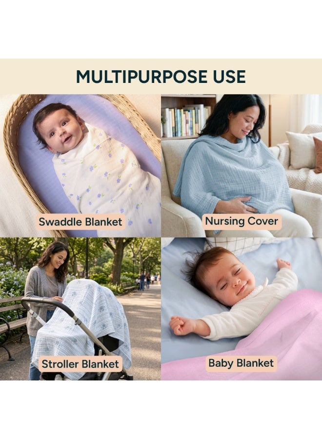 NINTARABABY Extra-Large Swaddle –  Pack of 2, 47" x 47" (119 cm x 119 cm), 100% Organic Premium Muslin Cotton, Ultra-Soft, Breathable & Lightweight, Hypoallergenic, Gifts for Newborn Girls - Image 5
