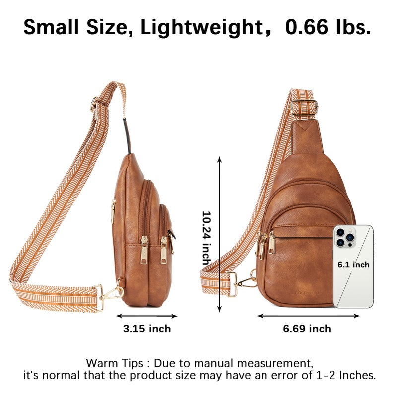 BOSTANTEN Small Sling Bag for Women Leather Crossbody Bags Fanny Pack Chest Bag for Travel, Brown - Image 4