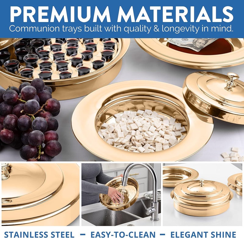 Steadfast Selections (Offering Plate Red) Premium Gold Stainless Steel Offering Plates for Church | Offering Trays | Church Collection Plate | Church Offering Plates - Image 3