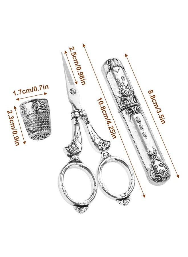 Hicello 3Pcs Professional European Vintage Sewing Kit Scissors Thimble Needle Case Diy Sewing Tools For Embroidery Cross Stitch Crewel Craft - Image 2