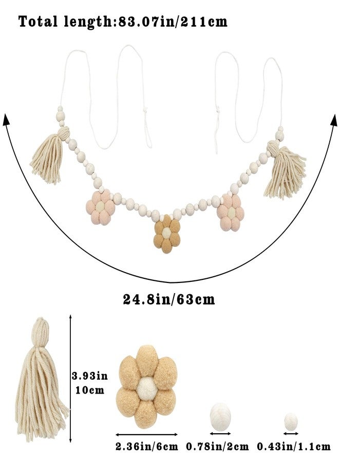 MHLLGN Decorations for Home, 2 Pack Boho Tassel Garland with Wooden Beads and Felt Flower, Wall Decorations for Living Room, Home Decor for Kitchen, Living Room, Entryway - Image 2