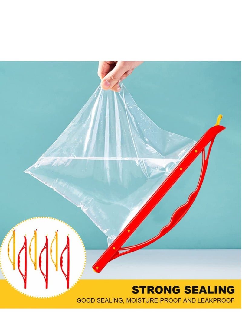 KASTWAVE - 6 PCS Food Bag Clips,Portable Sealing Clips with Handle, Sturdy Food Bag Clips, Suitable for Food Storage, Food Clips for Sealing, Snacks, Cereals & Coffee (3 Red-b,3 Yellow-s) - Image 1