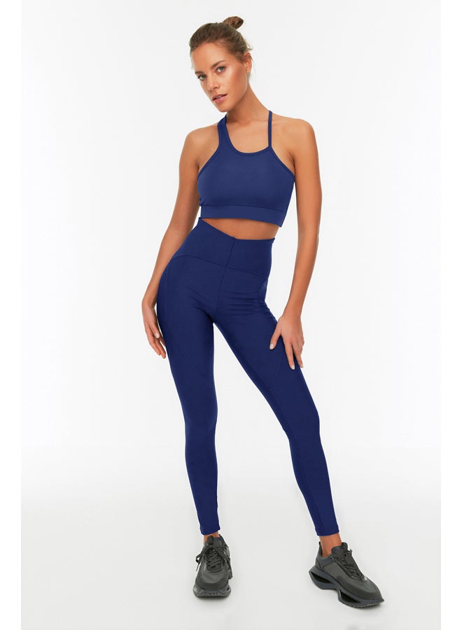 Navy Blue Recovery Full Length Knitted Sports Leggings TWOSS21TA0023