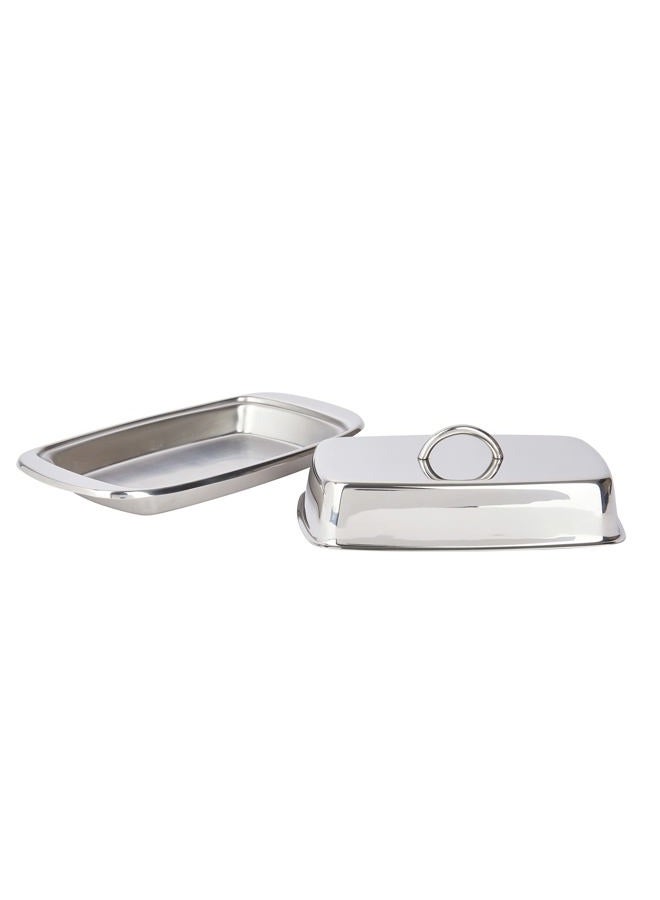 KitchenCraft Stainless Steel Butter Dish and Cover, Labelled - Image 1