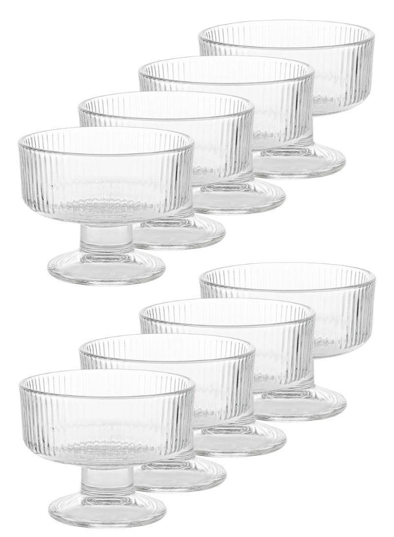 AL-GANNAS Set of 8 Crystal Glass Dessert Bowl Set with Base | Premium Cups for Sweets & Ice Cream - Image 2