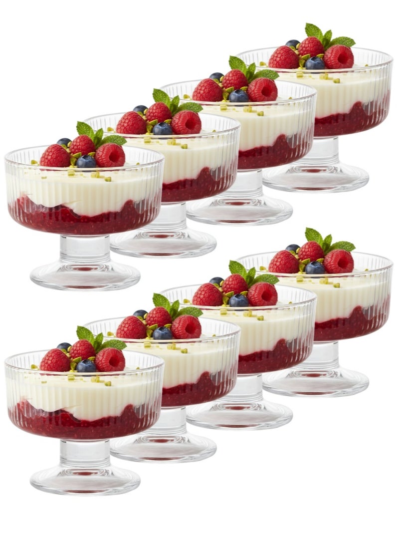 AL-GANNAS Set of 8 Crystal Glass Dessert Bowl Set with Base | Premium Cups for Sweets & Ice Cream - Image 1