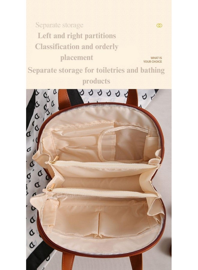 SOLDTRUE 2024 New Cross Border Handheld Makeup Bag High end Luxury Large Capacity Portable Travel Skincare Product Storage Bag (Brown) - Image 5