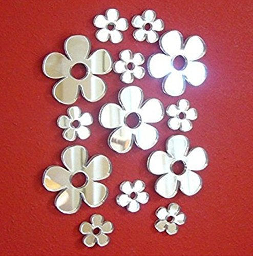 MEYA Set of 50pcs Little Flowers Mirror StickerDifferent Sizes Flower Mirror Decal for Kids Nursery Home DecoDIY Craft Scrapbooking Accessory Mirror Pieces Stickers - Image 2