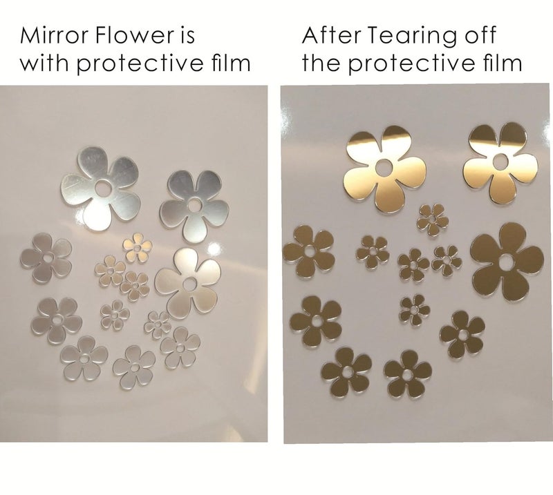 MEYA Set of 50pcs Little Flowers Mirror StickerDifferent Sizes Flower Mirror Decal for Kids Nursery Home DecoDIY Craft Scrapbooking Accessory Mirror Pieces Stickers - Image 3