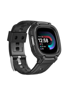 Generic Replacement Strap For Fitbit Versa 4 / 3 / Sense 2 / Sense 1 Armor Integrated TPU Watch Band Black 