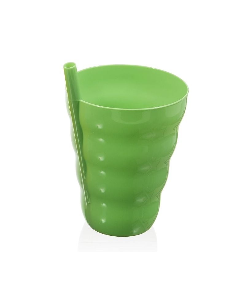 Snips Green Plastic Cup with Built-In Straw – Durable & Reusable