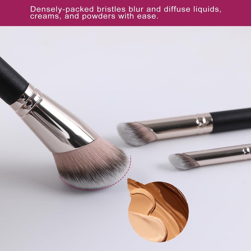 ENERGY Angled Foundation Brush - Large Makeup Brush for Liquid Foundation, Bronzer, Blush, Cream, Powder, Concealer &Contour Blending Face with Vegan Synthetic Bristles - Image 3