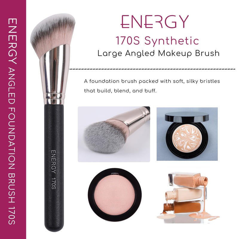 ENERGY Angled Foundation Brush - Large Makeup Brush for Liquid Foundation, Bronzer, Blush, Cream, Powder, Concealer &Contour Blending Face with Vegan Synthetic Bristles - Image 2