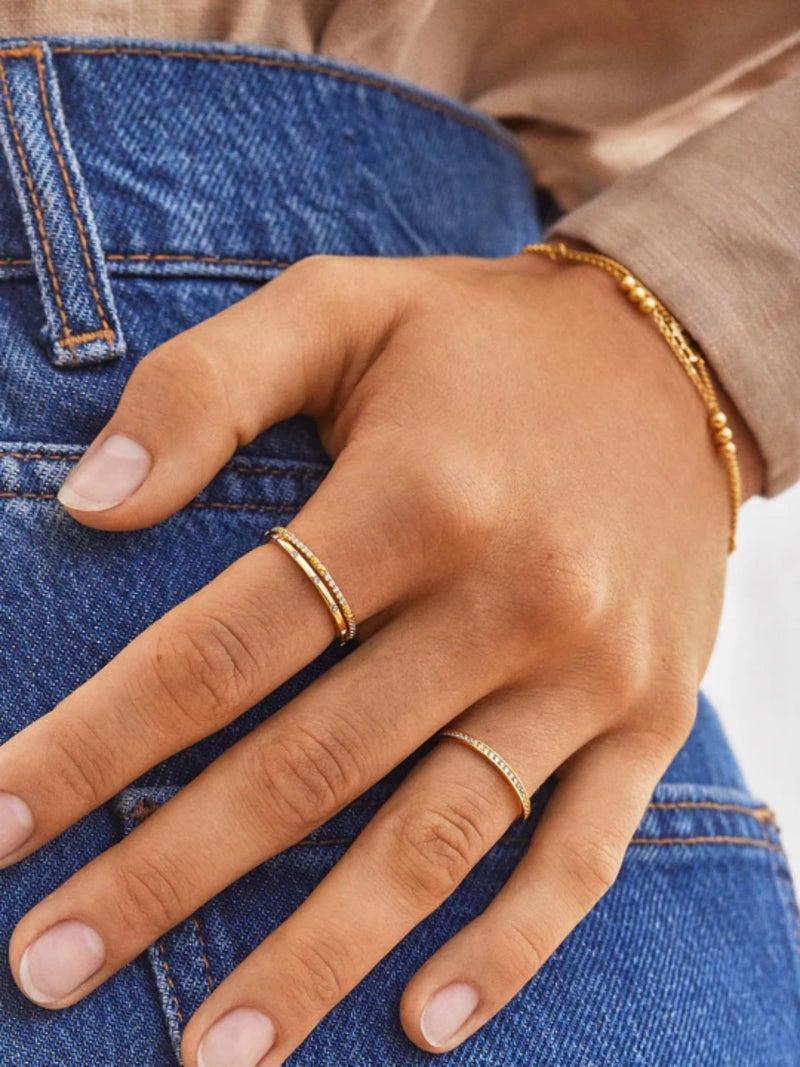 Pearich 14K Gold Filled Rings for Women, Gold Stackable Ring, Gold Statement Bands Rings for Women Comfort Fit Comfort Fit Size 8 - Image 4