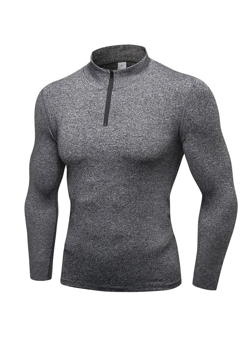 نيبمينينت Men Quick Dry Breathable Long Sleeve Shirt Grey - Image 1