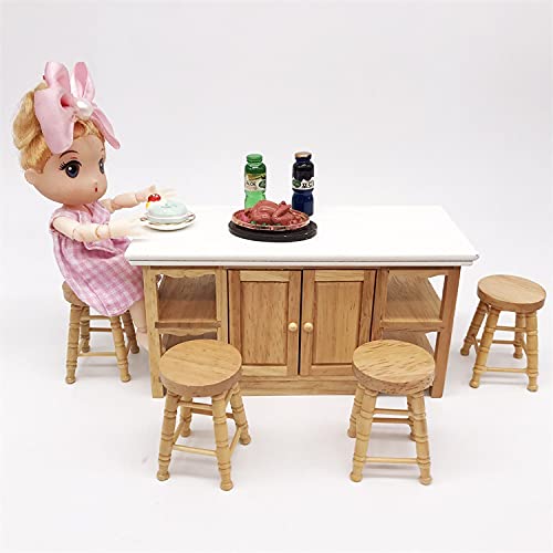 Cutemini Miniature Counter Stool Dollhouse Furniture 2 PCSPack Wood Chair for Crafts Desktop Decor High Stool Mini Scene Ornament Model Round Bar Stool High Simulation Accessory - Image 5
