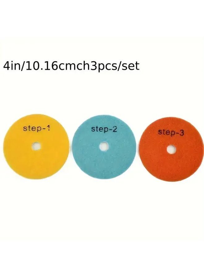 3Pcs 4 Inch Diamond Polishing Pads For Granite Concrete Marble Wet Dry Use - Image 4