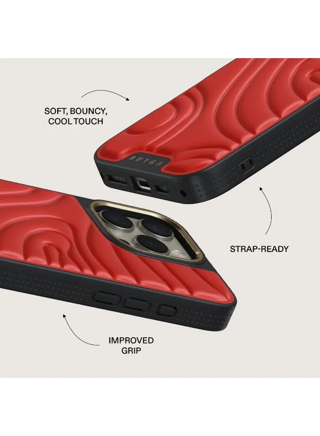 BURGA iPhone 16 Pro – Blush Red Ultra-Soft TPU, TPE, and PC Material with Bouncy Texture, Cloud Guard Shock Absorption, Lightweight Build, and Elite-Level Drop Protection