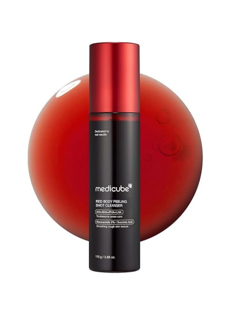 ميديكيوب ريد بودي بيلينغ شوت – بخاخ منظف مقشر لجلد الفراولة بحمض حمض السكسينيك 115 مل - Image 1