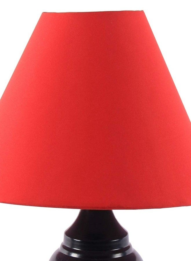 Improvhome Fabric Medium Shade Metal Base Table Bedside Bedroom Lamp (Red, Black) - Image 5