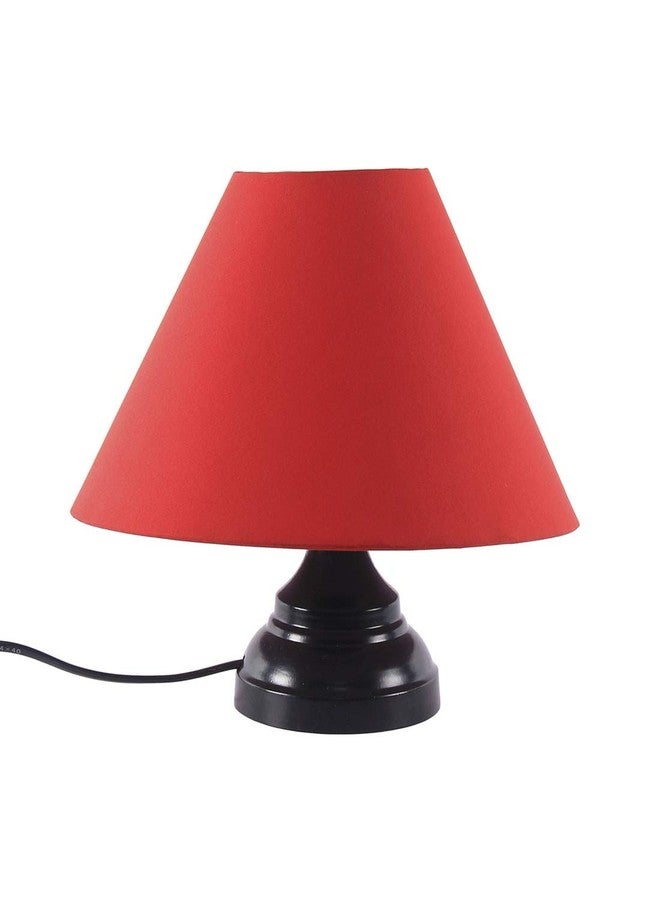 Improvhome Fabric Medium Shade Metal Base Table Bedside Bedroom Lamp (Red, Black) - Image 4