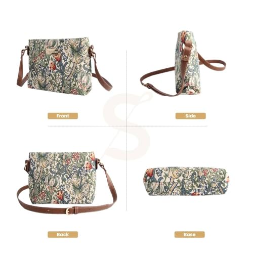 Signare Tapestry Crossbody Bag Shoulder Purse for Women In William Morris Golden Lily Design (XB02-GLILY) - Image 2