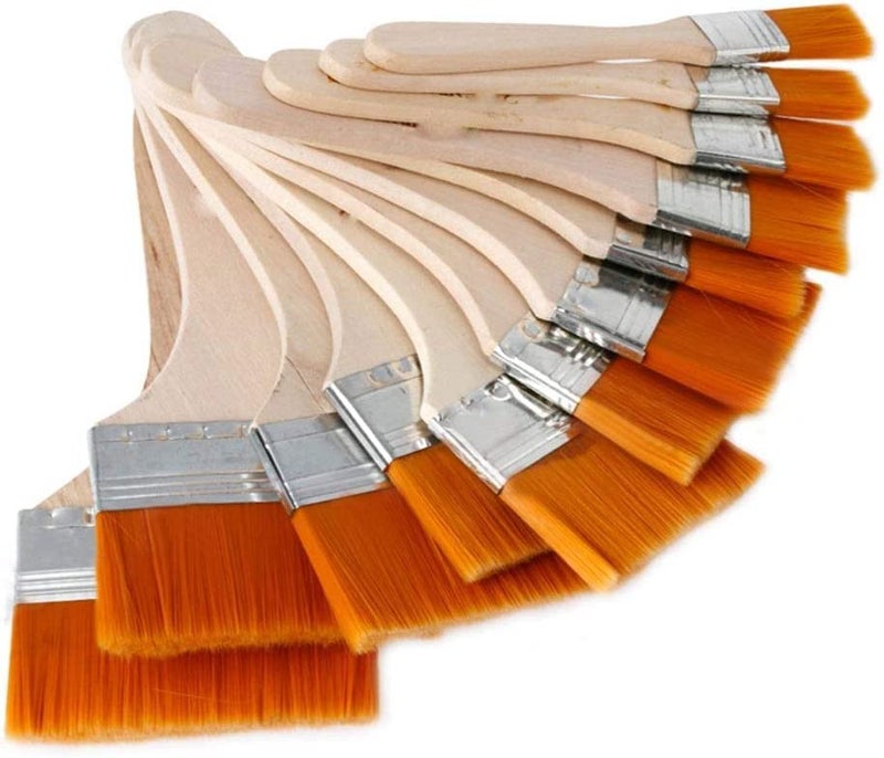 SPELLWISH Artistic Premium Painting Flat Brushes Set of 12 Soft Nylon Hair Acrylic Paint Brush for Acrylic | Watercolor | Varnish | Gouache | Oil Canvas Painting (Set of 12) - Image 1