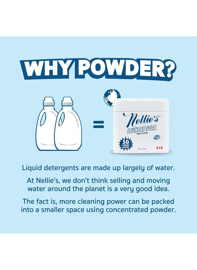 Nellie's - Laundry Soda - Concentrated Laundry Detergent Powder - 50 Loads - Eco-Friendly, Biodegradable, Vegan, Hypoallergenic, Fragrance-Free, and Non-Toxic Formula - Image 1