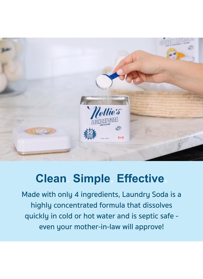 Nellie's - Laundry Soda - Concentrated Laundry Detergent Powder - 50 Loads - Eco-Friendly, Biodegradable, Vegan, Hypoallergenic, Fragrance-Free, and Non-Toxic Formula - Image 1