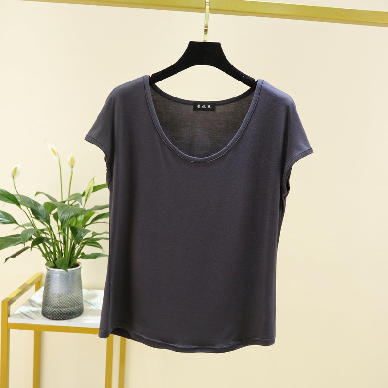 Modal Sleeveless Top Women's Summer Loose Thin Round Neck Inner Base Shirt Large Size All-match T-shirt - Image 1