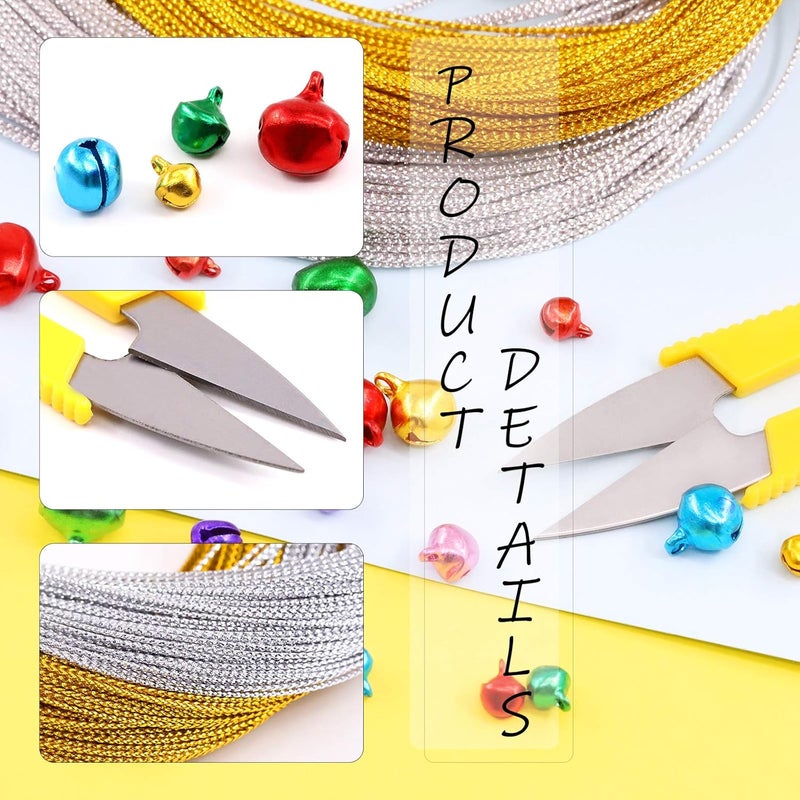 Swpeet 403Pcs Colorful 4 Sizes Christmas Jingle Bells Assortment Kit with 200m Gold Sliver Cord, Jingle Bells and Craft Bells for Christmas Party Decorations Craft Decorations DIY Bells for Wreath - Image 4