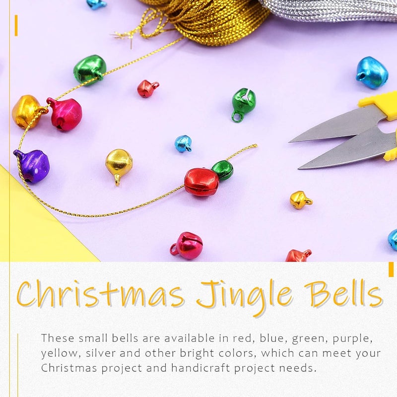 Swpeet 403Pcs Colorful 4 Sizes Christmas Jingle Bells Assortment Kit with 200m Gold Sliver Cord, Jingle Bells and Craft Bells for Christmas Party Decorations Craft Decorations DIY Bells for Wreath - Image 5