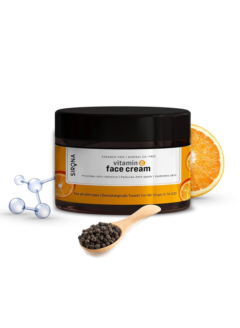 Sirona - Sirona Vitamin C Face Cream for Hydrates Skin, Provides Skin Radiance & Reduces Dark Spots with Hyaluronic Acid & Tasmanian Pepper Fruit – 1.76 Oz - Image 1