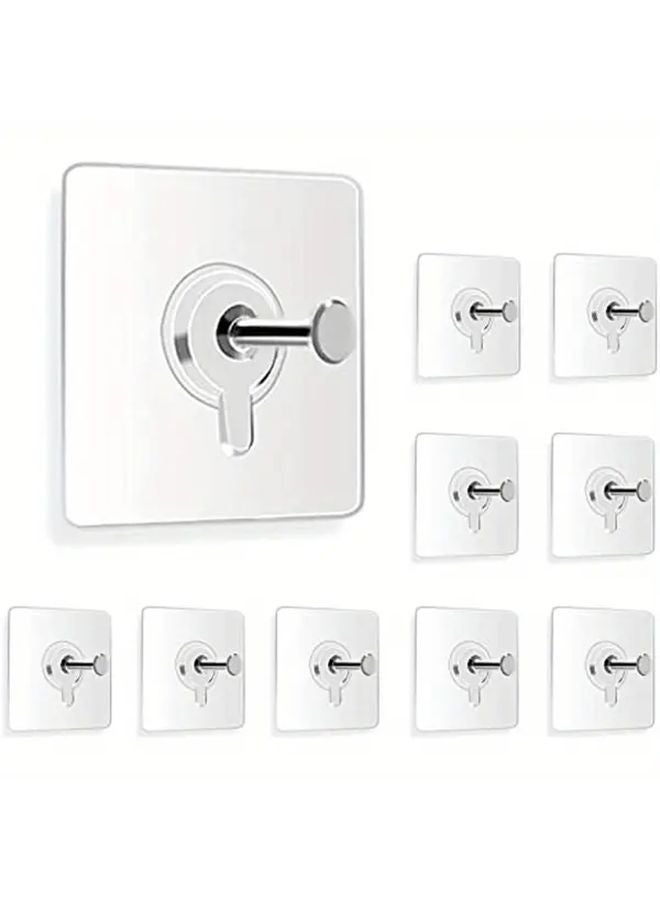 10pcs Self Adhesive Wall Hooks 13lb Capacity No Nails Required Picture Hanging - Image 1