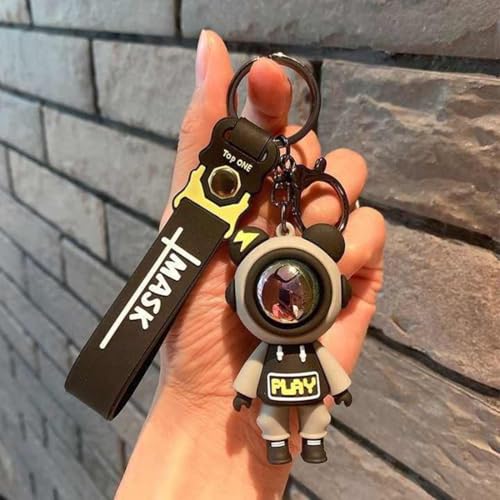 FowWelt Cartoon Keychain for Girls and Boys, Cute Keychains Accessories Keyring Key Wristlet Car Charms Backpack Key Chain (Black, Space Men) - Image 2