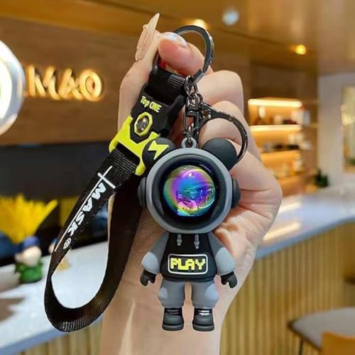 FowWelt Cartoon Keychain for Girls and Boys, Cute Keychains Accessories Keyring Key Wristlet Car Charms Backpack Key Chain (Black, Space Men) - Image 3