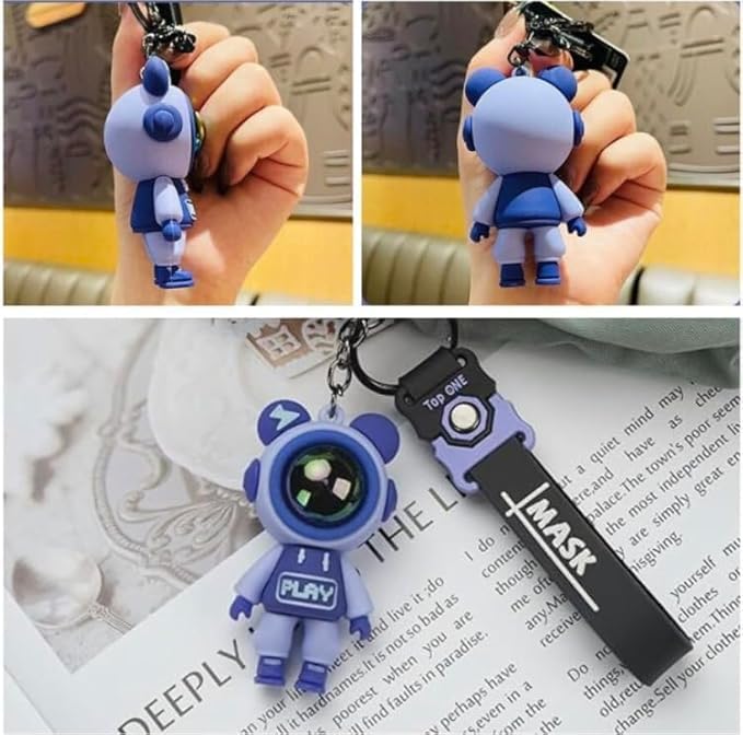FowWelt Cartoon Keychain for Girls and Boys, Cute Keychains Accessories Keyring Key Wristlet Car Charms Backpack Key Chain (Black, Space Men) - Image 4