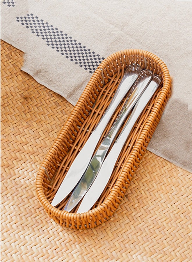 الراتان مثل السكين والشوكة, الخضروات, المطعم الغربي, صندوق التخزين التجاري, اليد المنسوجة المطبخ المستطيل, سلة التخزين لجدول الشاي, الخبز, علبة ديم سوم, غرفة المعيشة, سلة التخزين المختلفة - Image 1