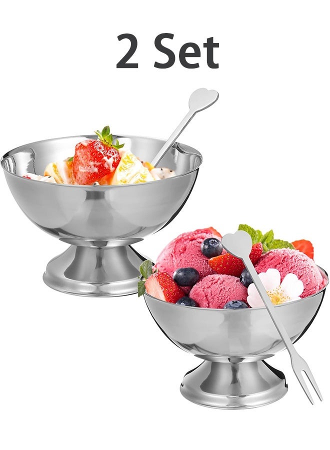 جمورو طقم مكون من قطعتين من أكواب الحلوى، ووعاء الحلوى، وكوب الحلوى من الفولاذ المقاوم للصدأ، وكوب الآيس كريم، وكوب البودنغ، ووعاء الكسترد - Image 1