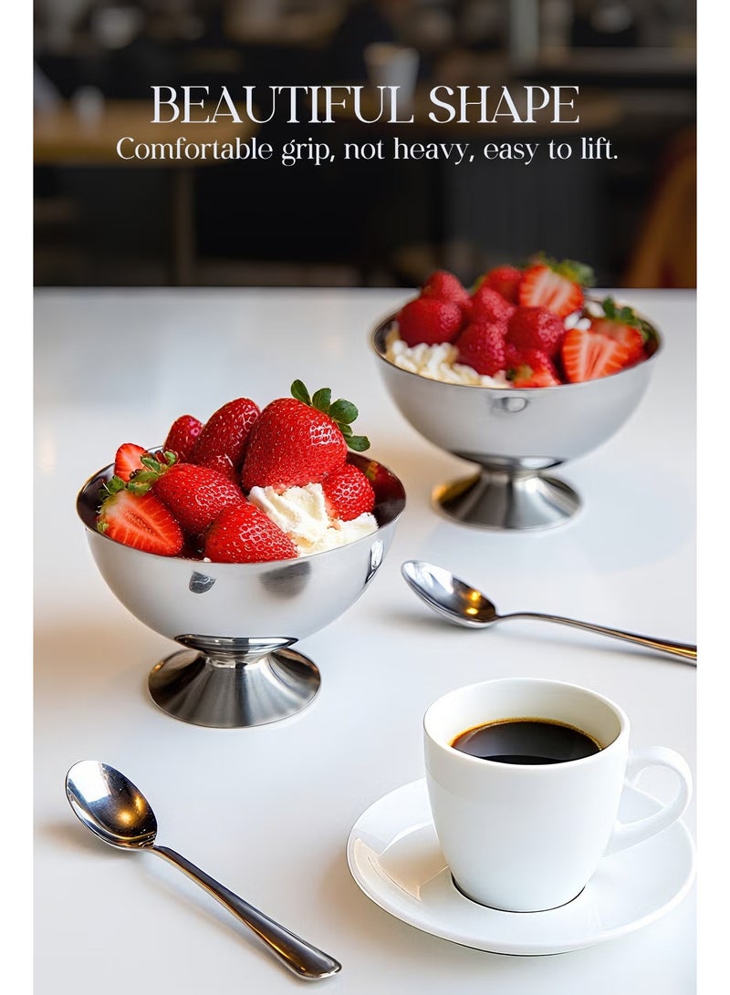 جمورو طقم مكون من قطعتين من أكواب الحلوى، ووعاء الحلوى، وكوب الحلوى من الفولاذ المقاوم للصدأ، وكوب الآيس كريم، وكوب البودنغ، ووعاء الكسترد - Image 3