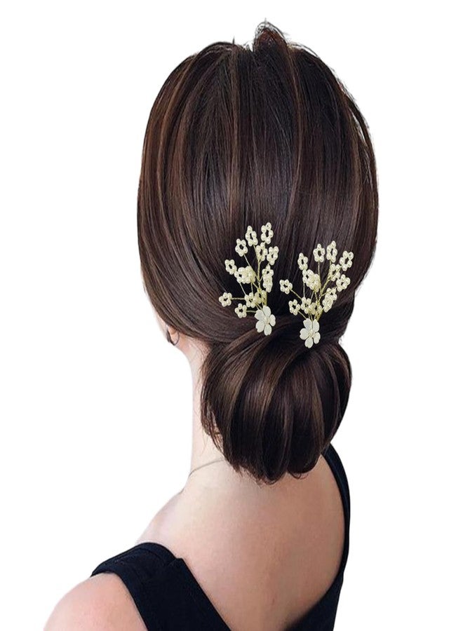 Hair Flare Hair Accessories For Women & Girls, Stylish for Wedding - Artificial Flowers & Pearl Style Juda Bun - Floral Bridal Brooch & Hair Pin, 2713 6 Pins White - Image 3