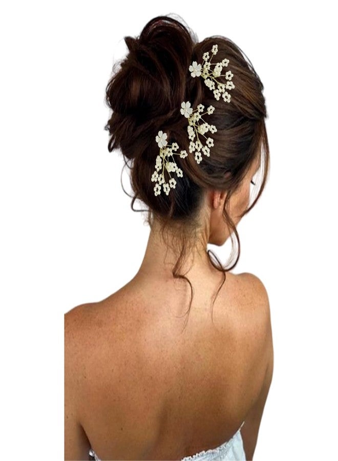 Hair Flare Hair Accessories For Women & Girls, Stylish for Wedding - Artificial Flowers & Pearl Style Juda Bun - Floral Bridal Brooch & Hair Pin, 2713 6 Pins White - Image 4