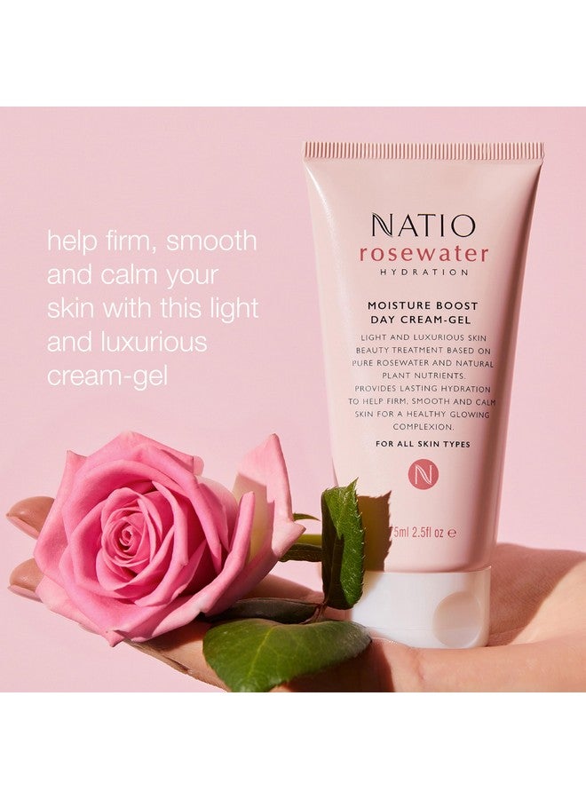 ناتيو كريم جل النهار لتعزيز رطوبة ماء الورد 2.5 أونصة كريم الوجه مع غسول الوجه بزبدة الشيا مع مرطب الوجه بماء الورد لجميع أنواع البشرة - Image 2