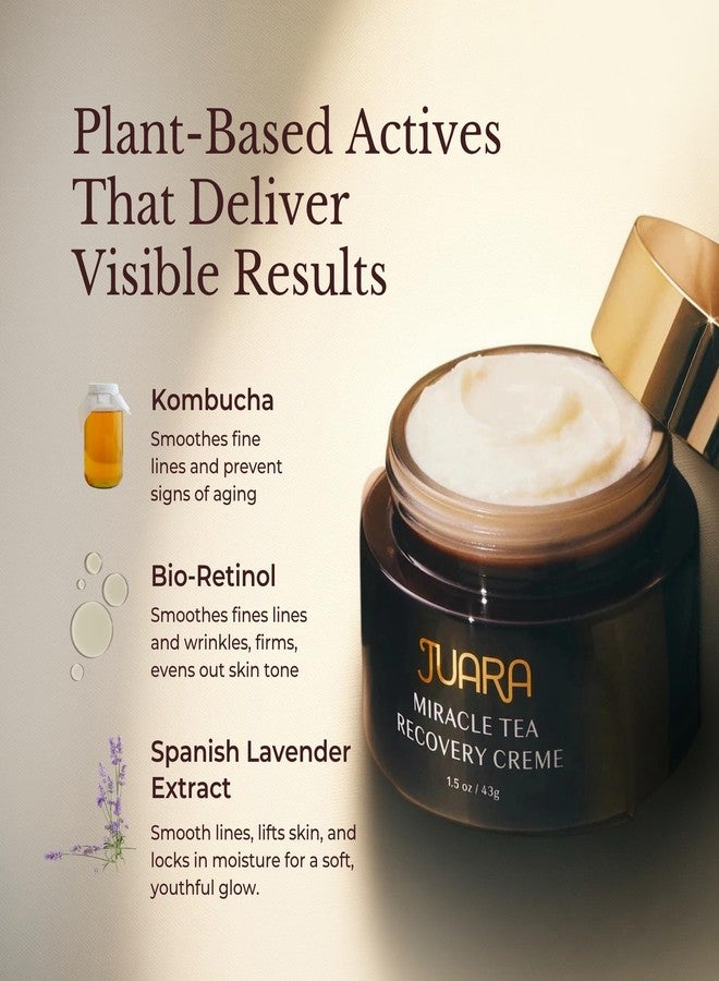 Juara Miracle Tea Recovery Creme - Anti Aging Face Moisturizer with Bio-Retinol - Sensitive Skin Face Cream for Wrinkles & Fine Lines - Firming Day & Night Cream with Fermented Black Tea - 1.5 oz - Image 5