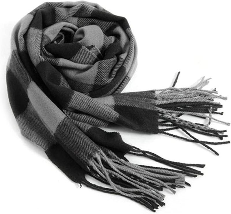 Rdylymx Men's Scarves Classic Arrival Winter Plaid Scarf Tassel Edge Soft Warm Scarf - Image 1