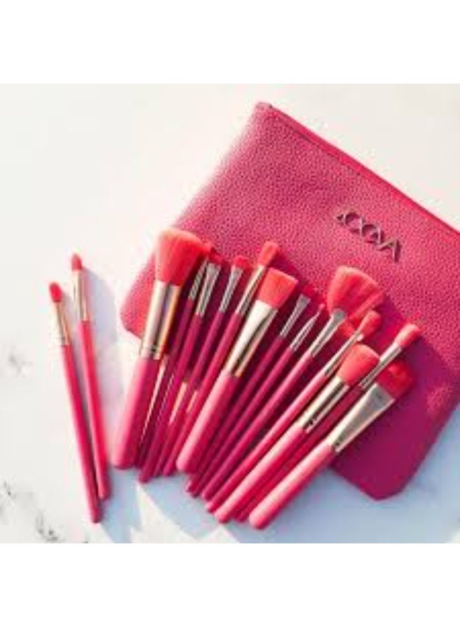 زويفا مجموعة فرش مكياج احترافية من 15 قطعة مع حقيبة سفر - مجموعة فرش تجميل كاملة للوجه للأساس وظلال العيون وأحمر الخدود والكونتور والمزيد - شعيرات صناعية ناعمة - Image 3